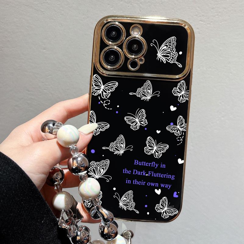 Large Windows for IPhone 15 Mobile Phone Purple Night Butterfly Apple 13 Black Camellia Apple 14 Soft Shell Protection