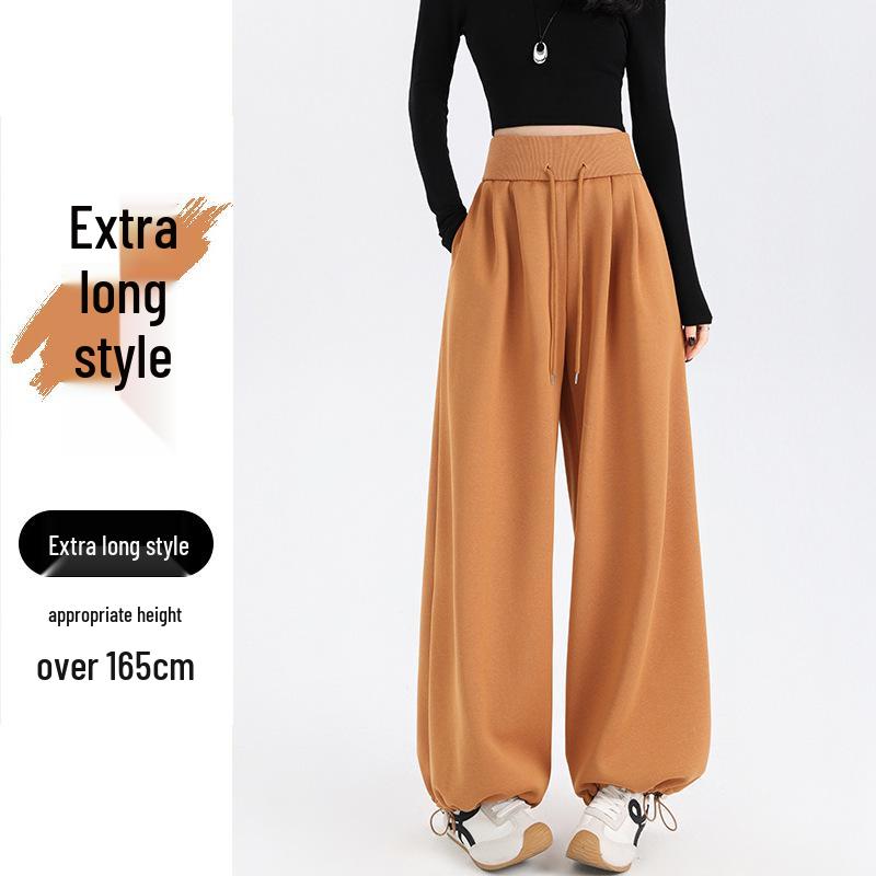 Women's High-Waisted Drawstring Wide-Leg Pants - Casual Loose Fit, Spring 2026