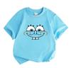 Kids Boys Girls 100% Cotton Crew Neck Short Sleeve T-Shirt, Cute Cartoon Smiling Big Eyes Funny Casual Soft Breathable Tee for Daily Play Lightweight