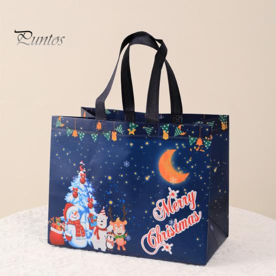 Bolsa de regalo de Navidad, diseño de muñeco de nieve de Papá Noel, gran capacidad, doble asa, tela no tejida, bolsa de embalaje de regalo para dulces