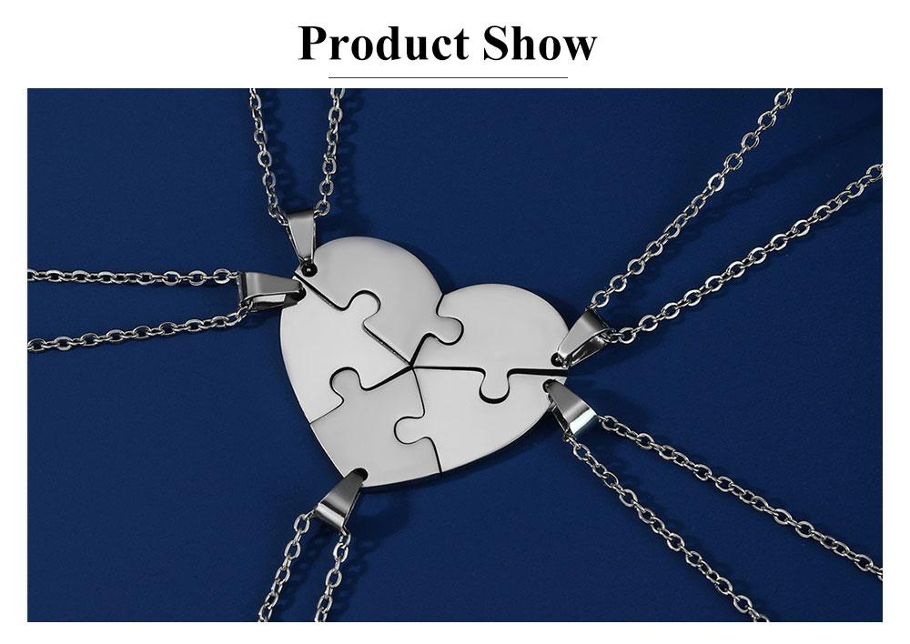 Cazador Stainless Steel 4 pieces Heart Puzzles Pendant Necklace for Women Choker Necklace Jewelry Birthday Friendship Gift