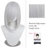 40cm Anime Synthetic White Purple Cosplay Wigs Short Green Hair Straight Silver Wig Pink Hairpiece Short Wig with Bangs