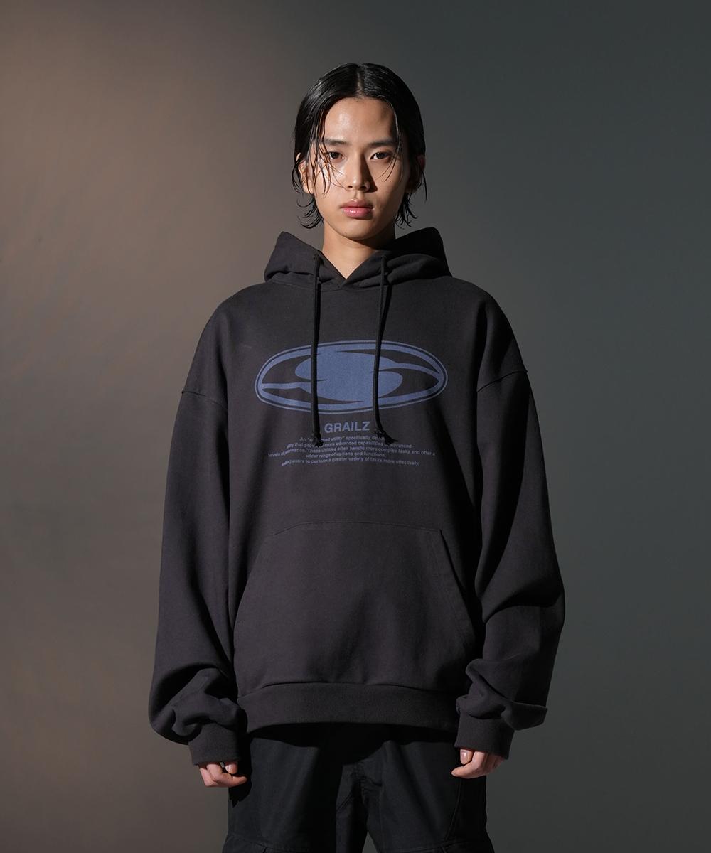 Grails Slogan Oval Logo Hoodie [Vintage Black] 1