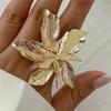 2025 Irregular Exaggerated Metal Flower Open Rings Women Elegant Punk Double Layered Finger Ring Adjustable  Accessories