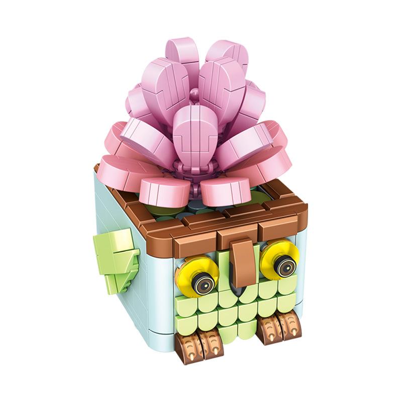 DIY Succulents Series Animal Potted brickheadz Assembled Building Blocks Small Particles Girl Toy Flower Toys for Children Gifts