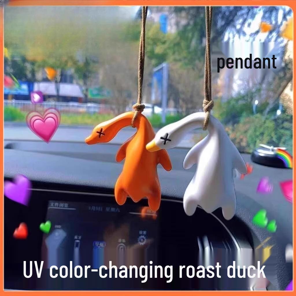 Light-Activated Color-Changing Roast Duck Pendant, Spoof Keychain, Creative Black Tech Toy