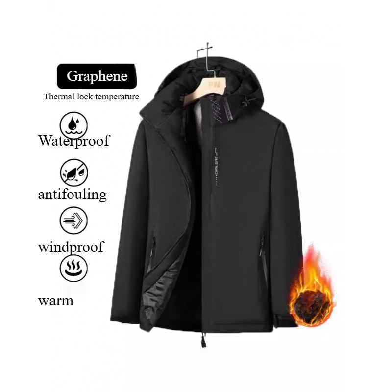 Upgraded Graphene Jacket Men's Autumn and Winter Fleece Thickened Warm Cotton Clothing Windproof and Waterproof Climbing