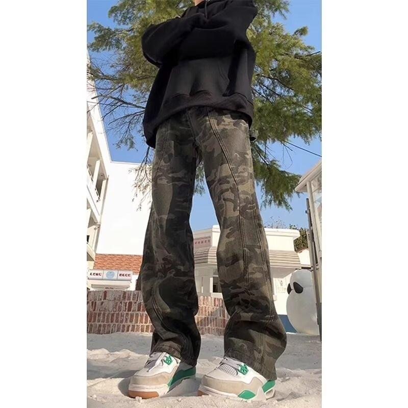JYL Унисекс Джинсы Bootcut Съемные Клетчатые Белые Широкие Джинсовые Брюки High-Street S лаймовый