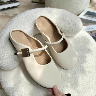 Soft-soled Bag Head and Half Slippers for Women To Wear New Spring and Summer Flat-soled Pregnant Women with One Foot and Half Shoes, Single Shoes