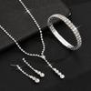 Simple Bridal Jewelry Set, Decoration, Light Luxury Zircon Necklace, Earrings, Bracelet Set, Multi-Color Selection