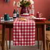 Home Linen Gingham Check Table Runner Cotton&Line Red Burgundy Checkered Table Runner Kitchen Dining Table Decoration Cover Perfect for Home Kitchen