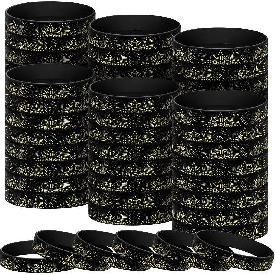 Sratte 30 Pcs VIP Bracelets VIP Silicone Wristbands for Events Black Bracelets Elastic Wristbands for Party Club Bar Men Women