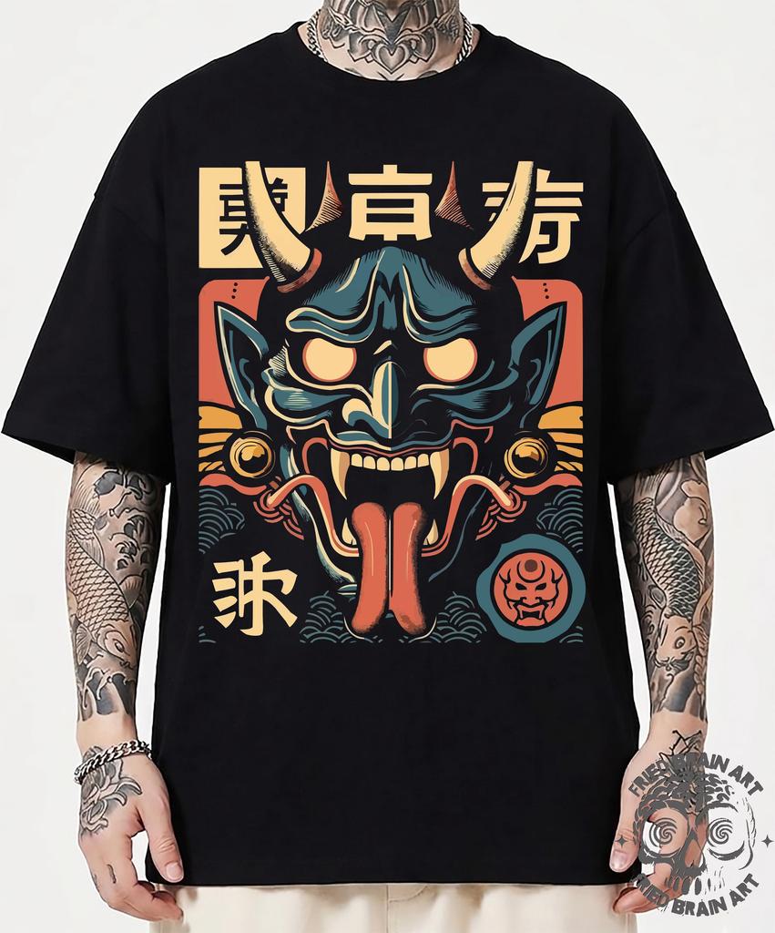 Samurai Demon Mask T-Shirt, Japanese Art Tee