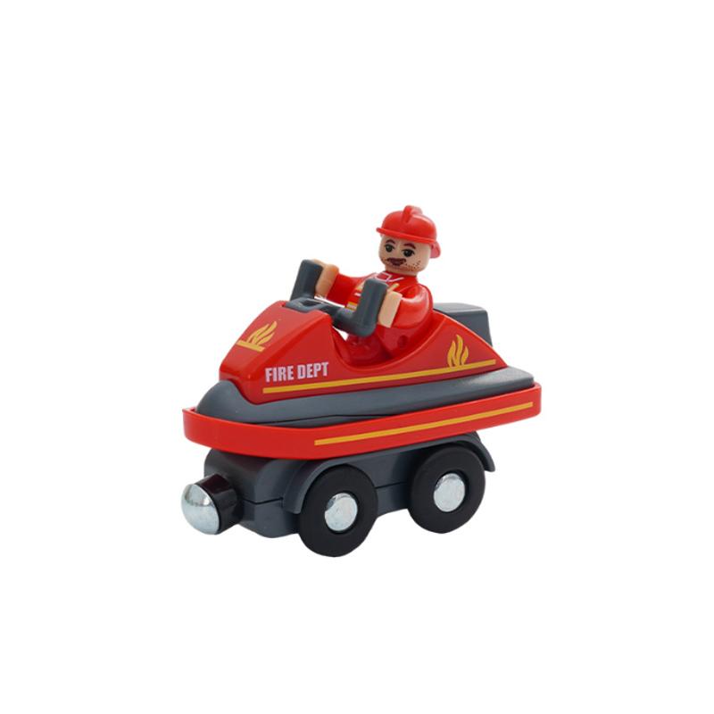 Plastic Inertial Police Car Engineering Vehicle Trailer Compatible with Wooden Thomas Train Track Toy