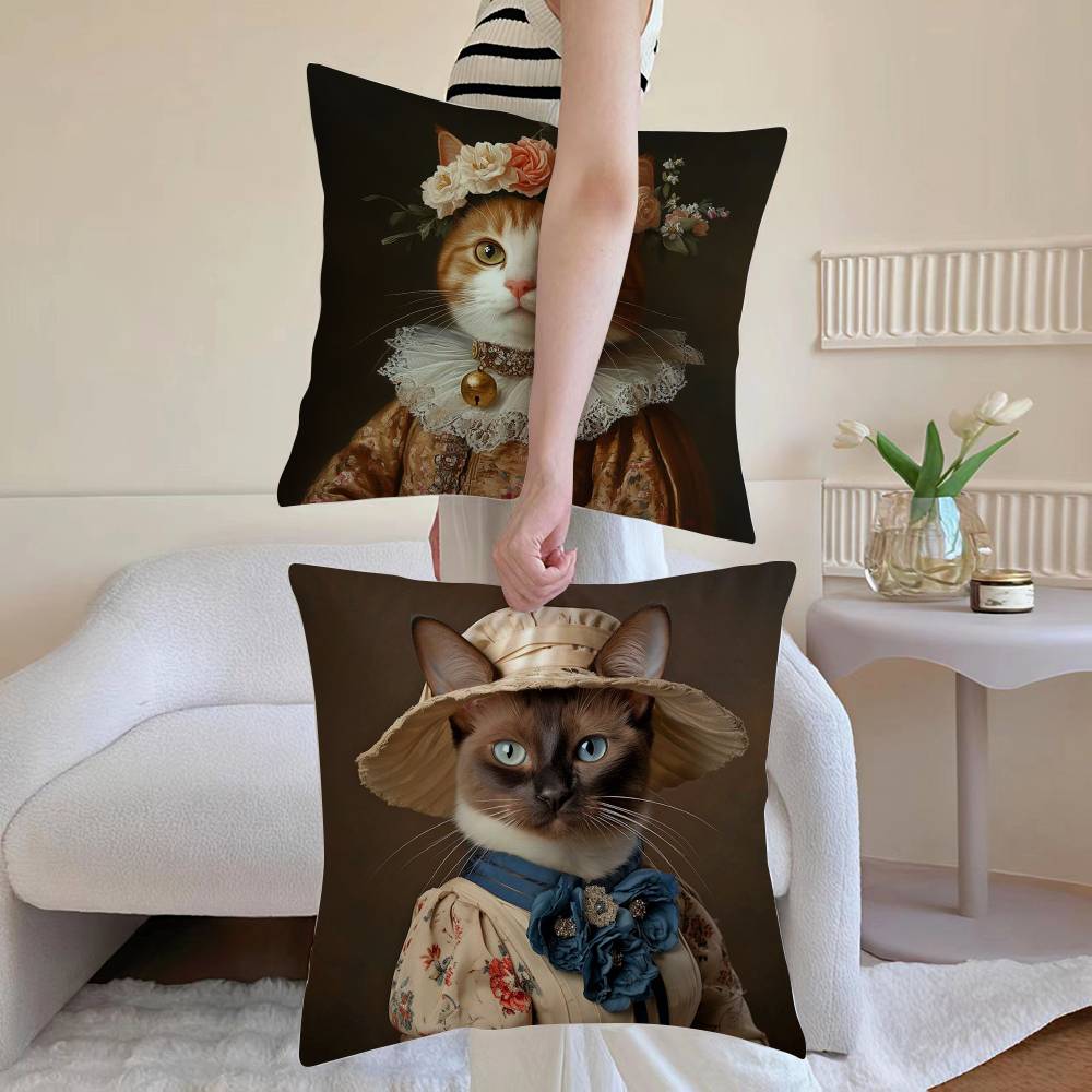 Quirky Elegant And Luxurious Crown Cat Pillow Case Sofa And Living Room Decorative Cushion Covers Dust-proof And Mite-proof F