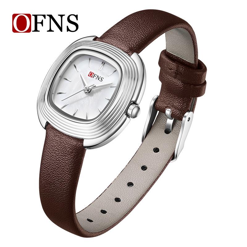 Ofns Women's Students Simple Quartz Watch Small Fragrance Style Mother Of Pearl Dial Waterproof Casual Watch For Girlfriend Gift