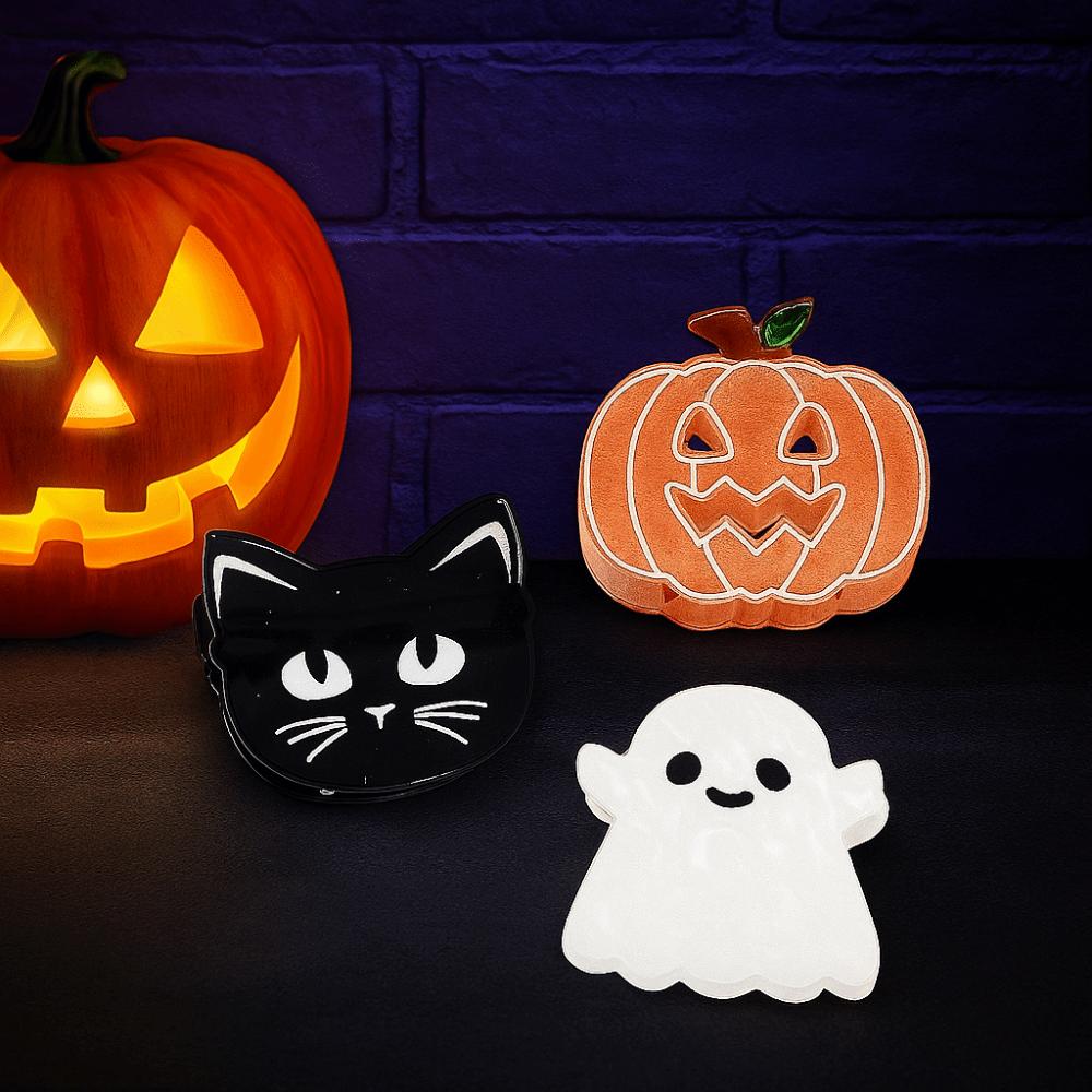 Funny Halloween Shark Clip Ghost Acetic Acid Hair Claw Creative Pumpkin Hair Clip  Cosplay
