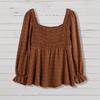 New Loose and Casual Round-neck Fitted Pure-color Pleated Design Blouse for Women