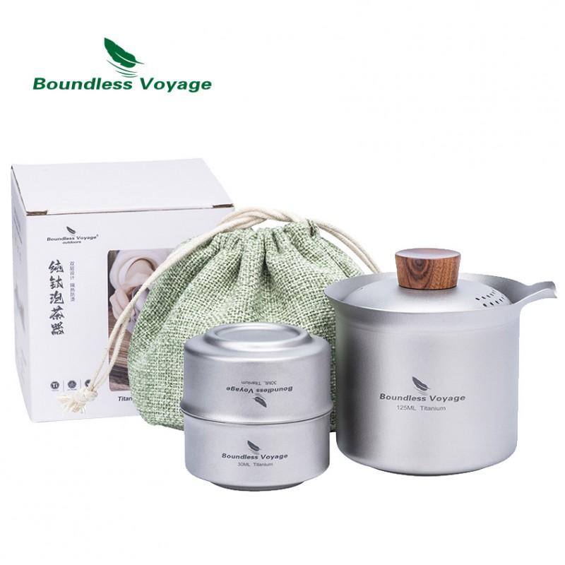 Titanium Double-Layer Tea Infuser Cup With Lid Fairness Pitcher Portable Home Travel Gongfu Set