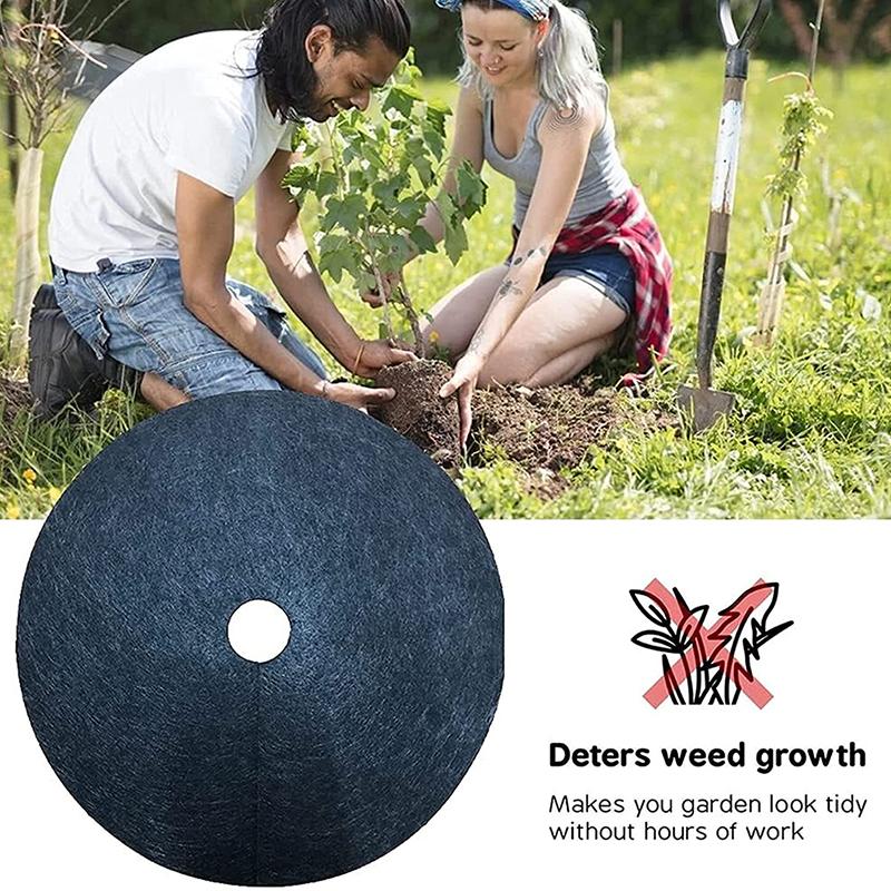 New 12pcs Black Non-woven Weeding Cloth Ring Vegetable Garden Protection Mat Ecological Weed Cloth