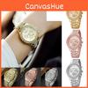 Mens Business Casual Watch With Geneva Inlaid Diamond Steel Strap And Fake Three-eye Calendar Function Quartz Movement Water Resistant 10mm Thickness