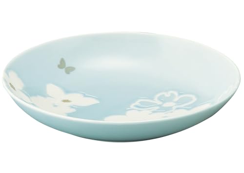 Hanae Mori "Fleur" Floral Print Set of 4 Curry Plates, Pasta Plates, and Deep Plates, Approx. 21cm Diameter x 4cm Deep, Dishwasher and Microwave Safe,
