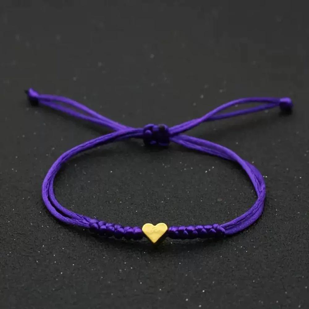 Hot Golden Silvery Heart Braided Rope Adjustable Bracelet Unisex Trendy Fashion Simple Versatile Couple Jewelry Gift Wholesale