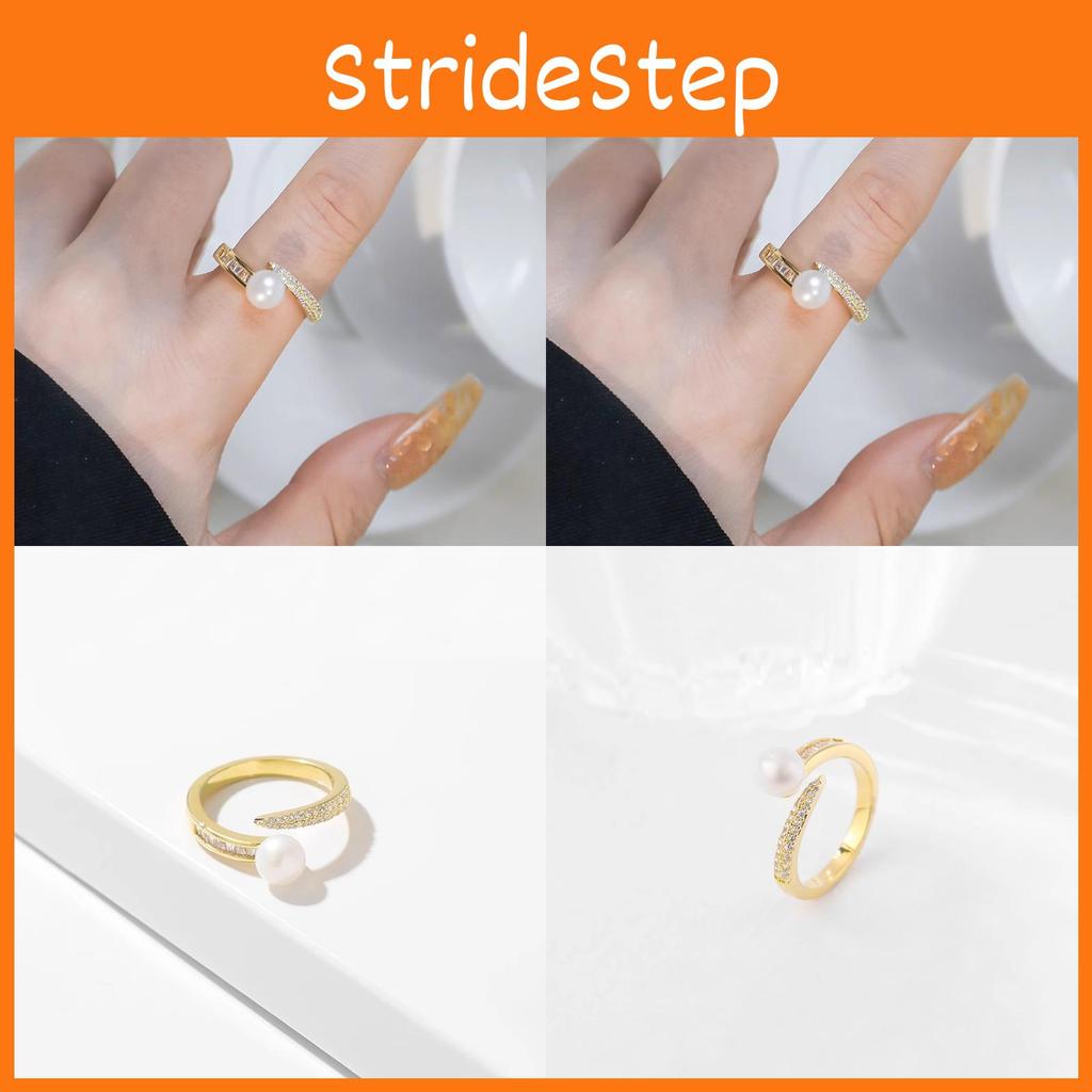 And Sophisticated Eyecatching Pearl Zircon Open Ring Perfect For Any Occasion