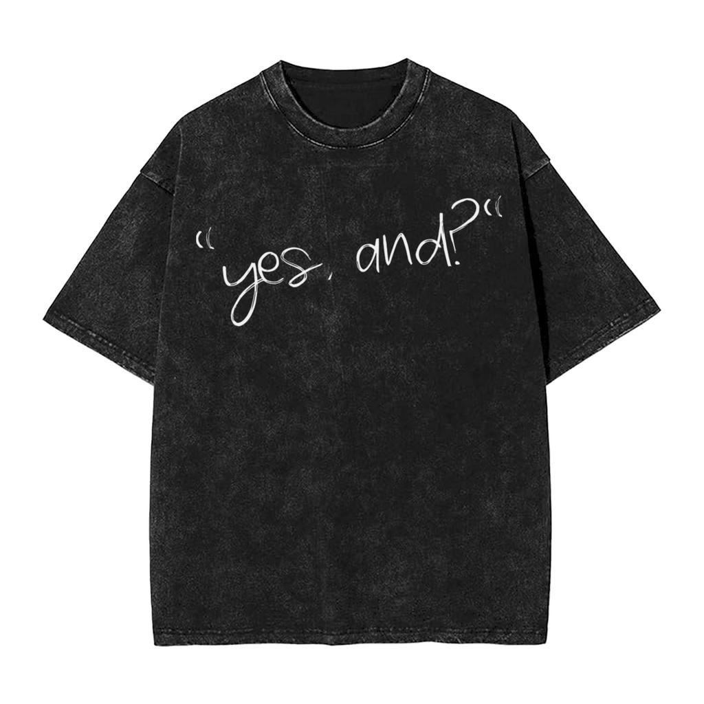 Arianas Grandes Yes And T Shirts Hip Hop Washed Short Sleeve Oversize T-Shirts Retro Men Women Tops Streetwear Graphic Tees