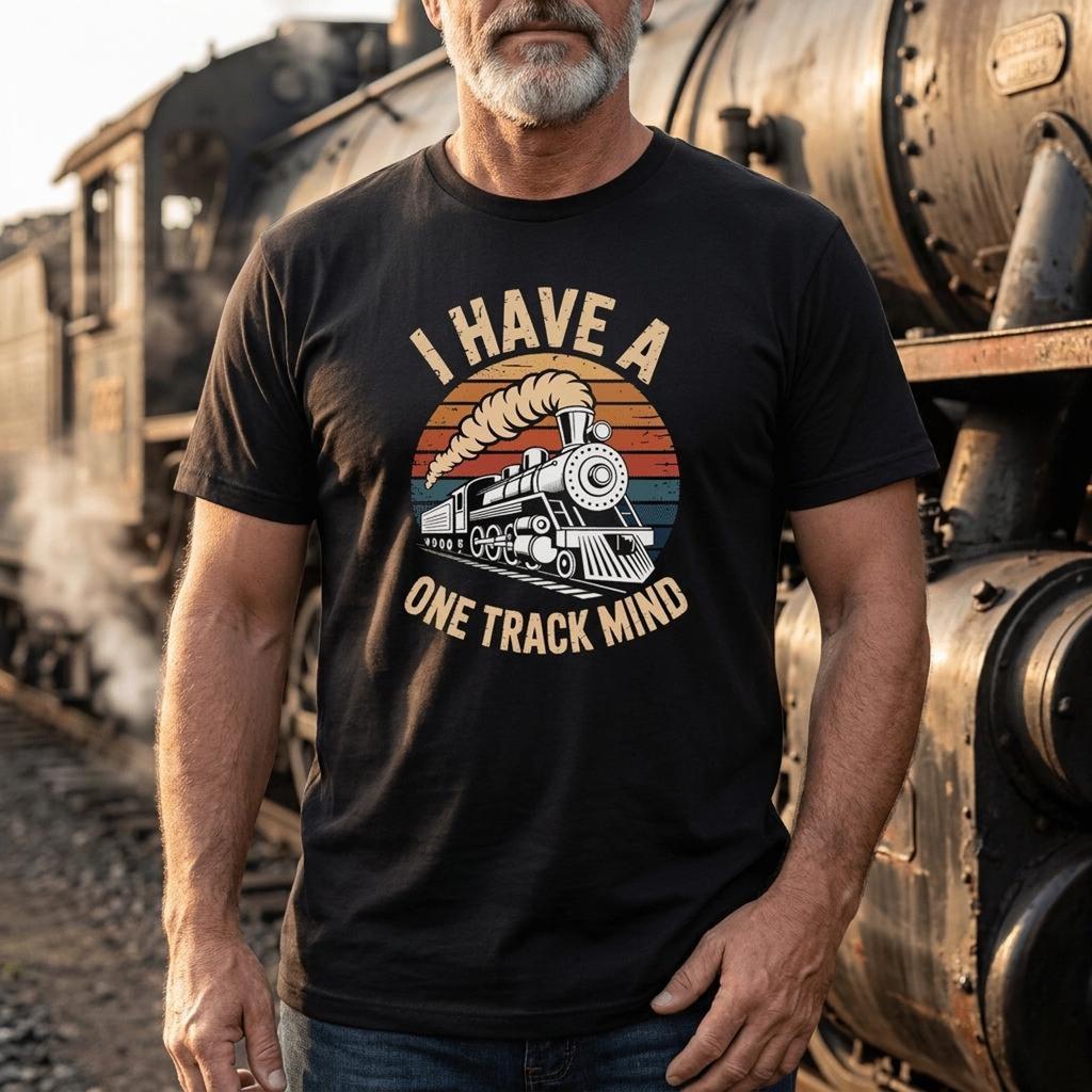 Steam Locomotive T-Shirt: I Have A One Track Mind Trainspotter Gift
