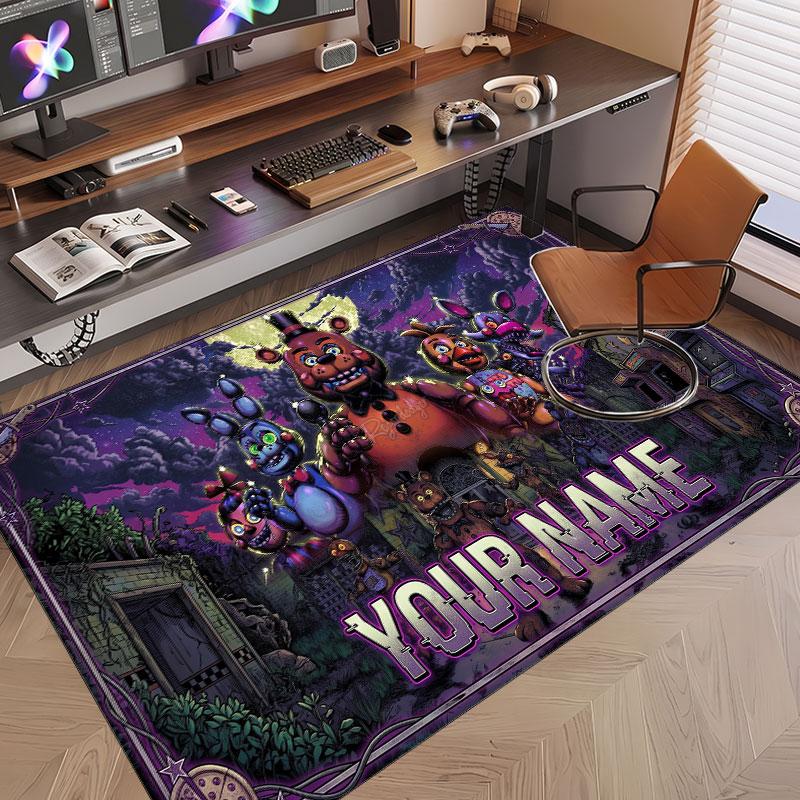 Custom Name Text Crystal Velvet Rug,Five Nights at Freddy’s Soft Plush Decorative Non Slip Floor Carpet