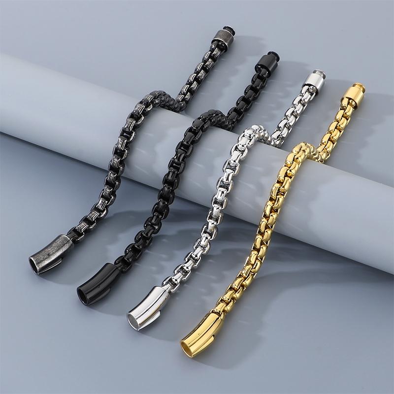 KALEN Gold Plated Stainless Steel Box Chain Bracelet for Men Hip Hop Square Clasp Accessory Waterproof Trendy Jewelry Gift