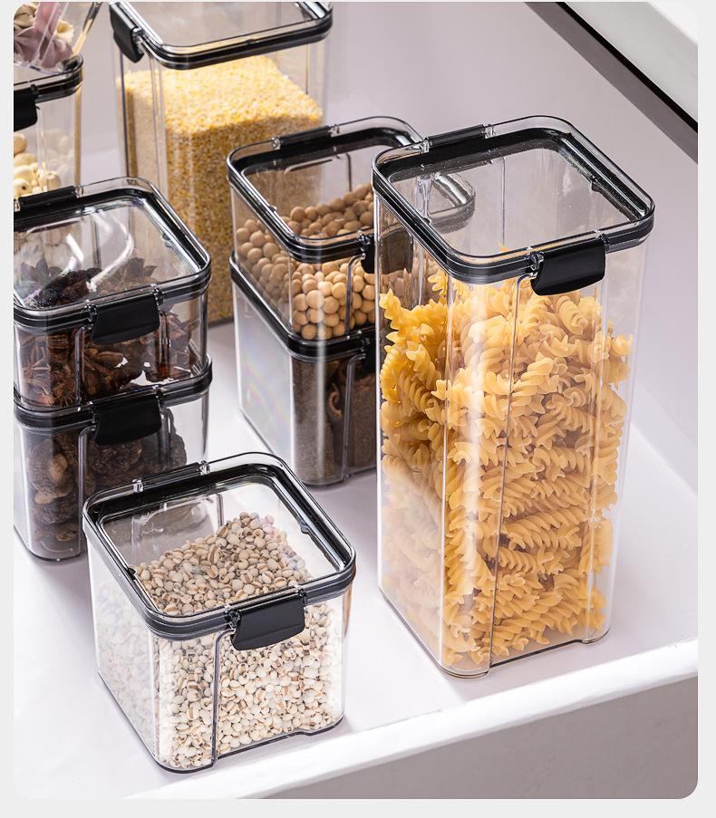 Transparent Plastic Sealed Canister Home Food Storage Container Grain, Nuts, and Spice Storage Jar