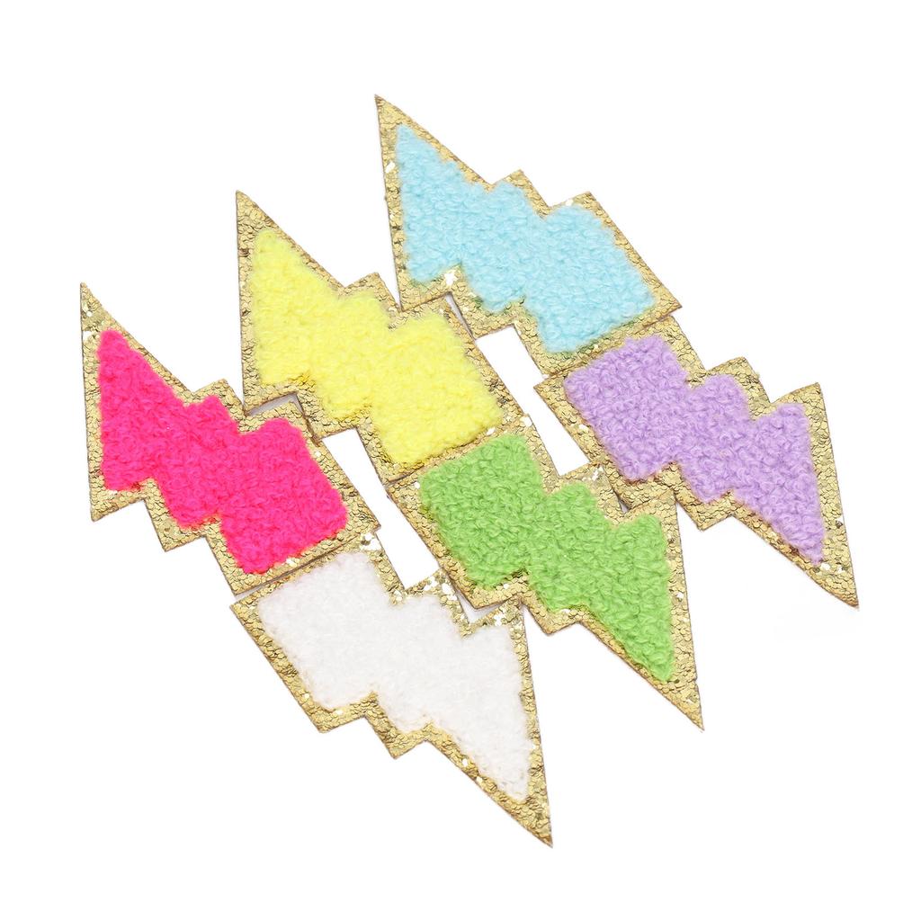 6 Pcs Lightning Iron On Patches Delicate Lightning Shape Decorative Embroidered Patches for Clothes