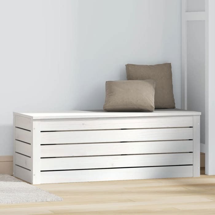 823620 vidaXL Storage Box White 89x36.5x33 Cm Solid Pine Wood