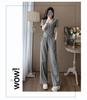 Women's Summer Casual Two-Piece Set: Stylish Korean Short Sleeve Top & Wide Leg Pants
