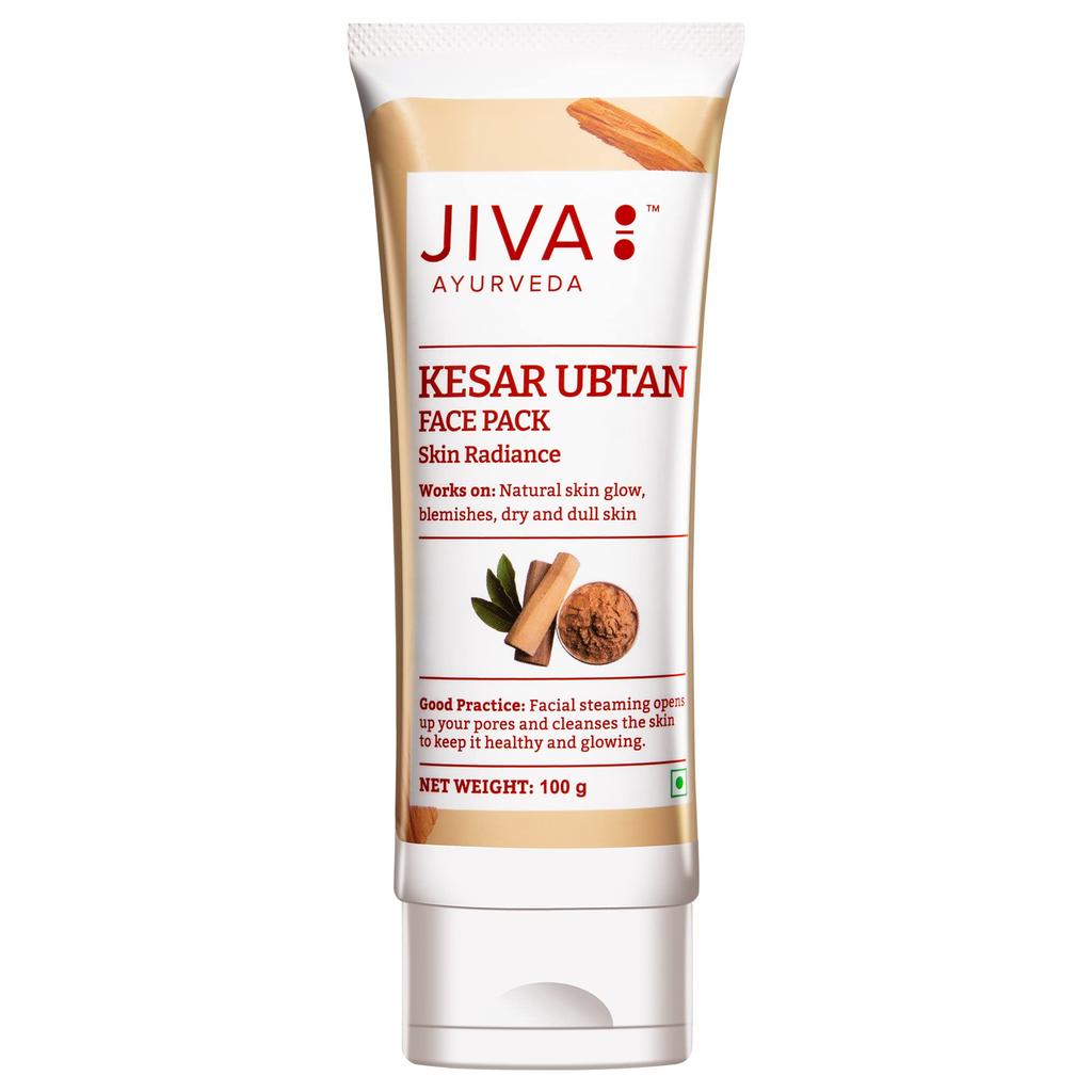 Jiva Kesar Ubtan Face Pack- 100gm (Pack of 1) | Contains Pure Kesar, For All Skin Types | Improves Complexion & Skin Health, Traditional Kesar Ubta