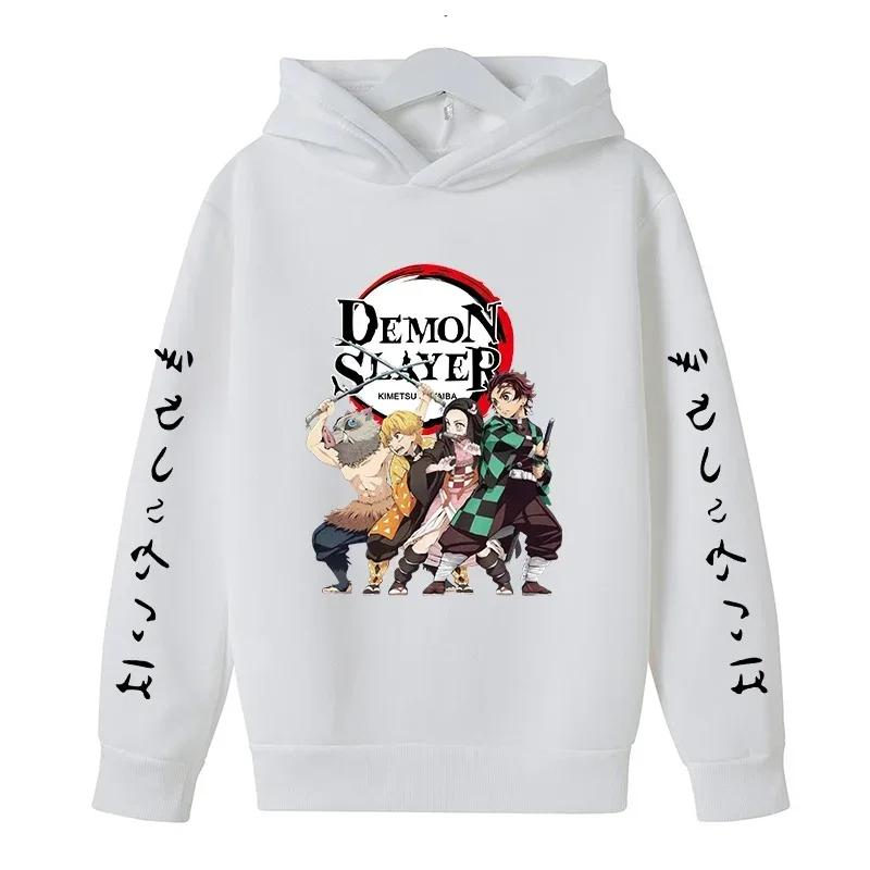 New Spring Autumn Demon Slayer Hooded Children's Hoodie Kids Clothing Hoodie Boys Long Sleeve Anime Yaiba Pullover Sweatshirt
