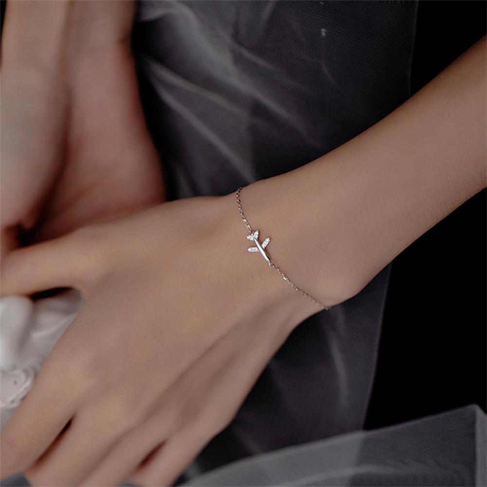 Simple Shiny Aircraft Bracelet Versatile Fashionable Silvery Alloy Bracelet Women Hand Jewelry Accessory