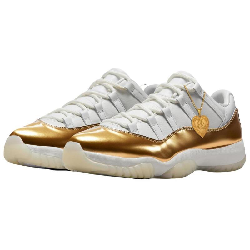 Air Jordan 11 Mother's Day Women Low-top Retro Basketball Shoes White/gold AH7860-102