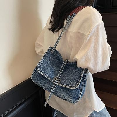 Women's Denim Bag Large Capacity Underarm Tote Bag Shoulder Bag