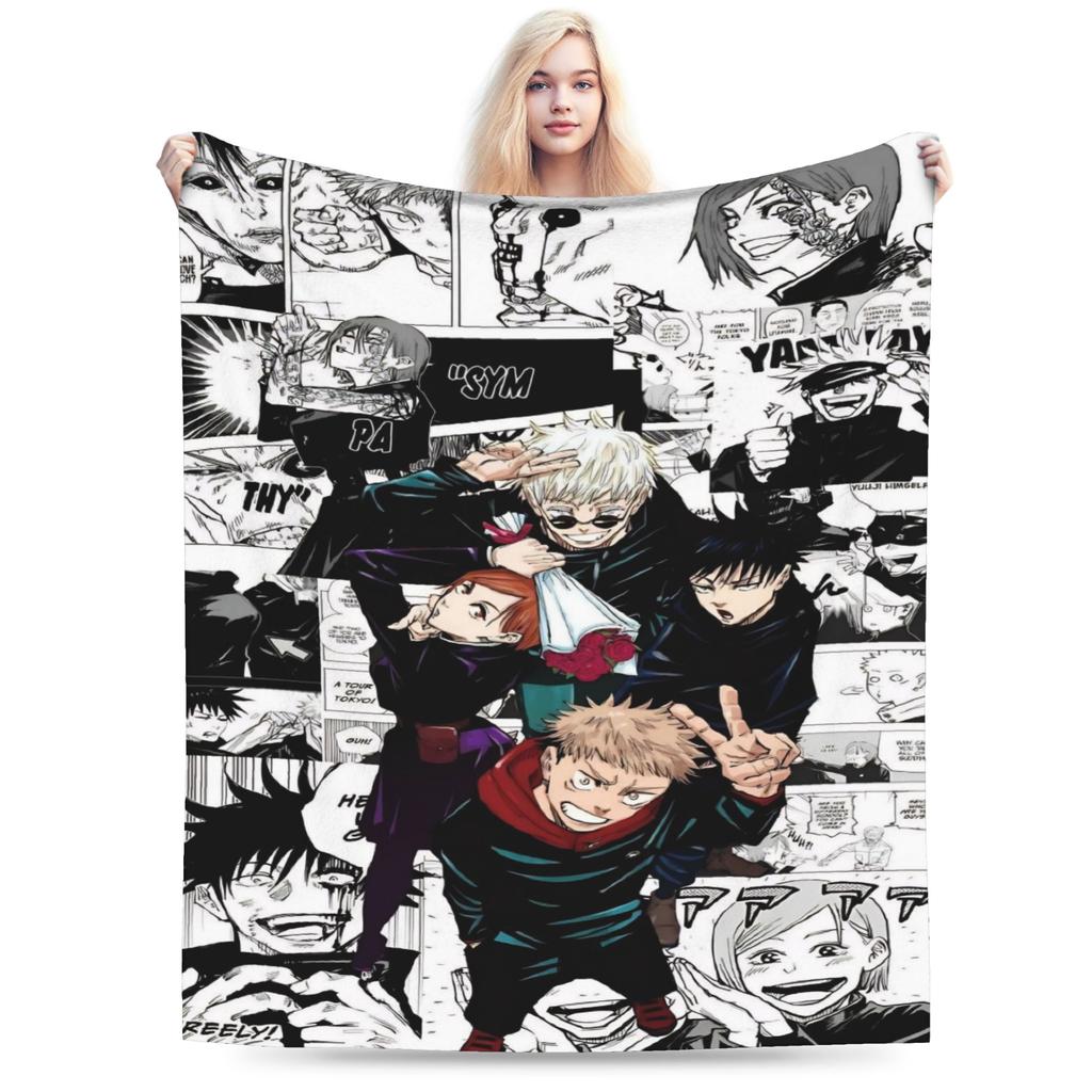Warm Cozy Blanket Picnic Gojo Satoru Bedding Throws Novelty Bedspread For Couch Bed