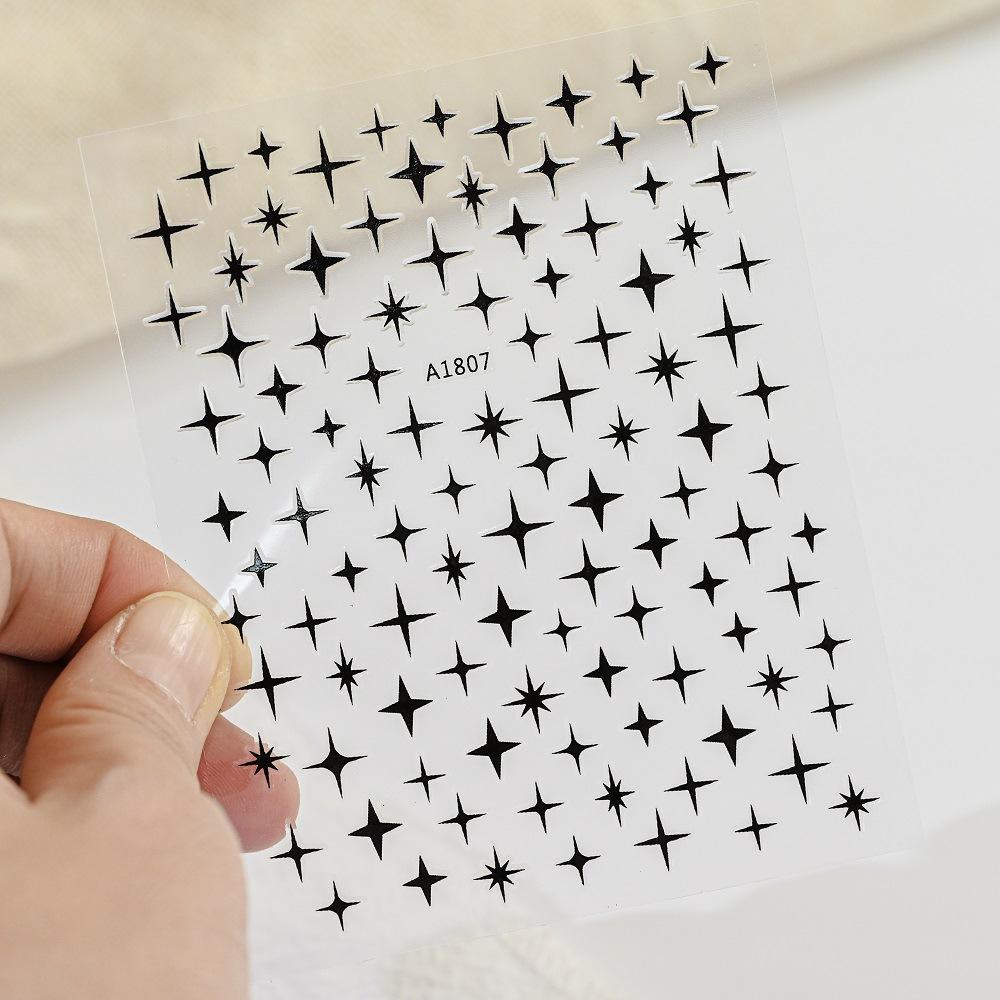 9-Color Four-Pointed Star Nail Art Sticker Diy Plastic Nail Art Decorative Sticker Color Star Light Nail Art Sticker