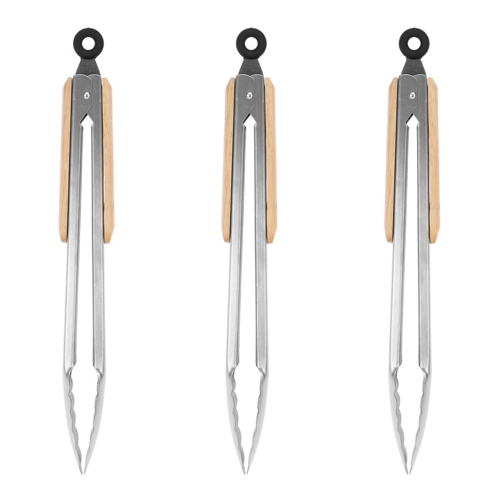 Stainless steel barbecue food tongs with wavy edges strong heat resistance ergonomic handle kitchen cooking tongs