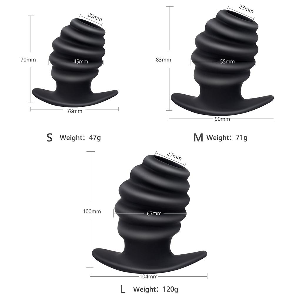 Hollow Anal Plug Spiral Butt Plug Enema Anal Tunnel Sex Toys Silicone Buttplug Gay Speculum Vaginal Dilator Anus