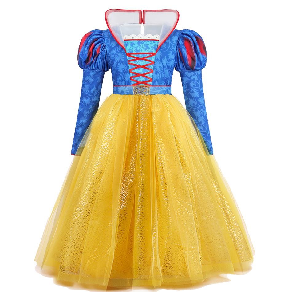 Snow White Dress For Girls Live Action Movie Role Playing Costume 2-12 Years Kids Luxury Elegant Gown Halloween Party Outfits