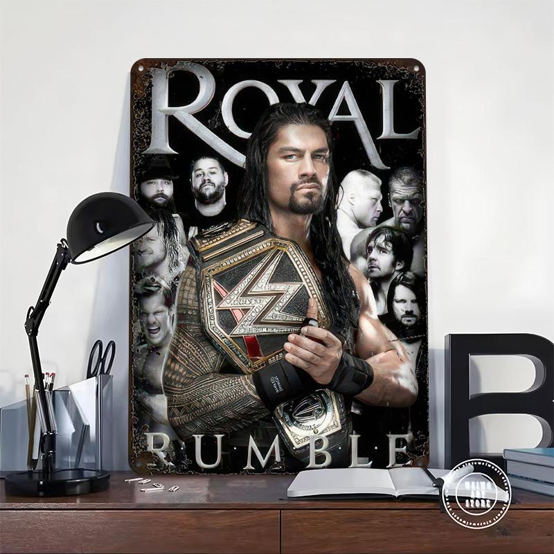 Roman Reigns Royal Rumble Poster Customized Wall Art Vintage Metal Signs Retro Tin Plaque for Man Cave Home Decoration Ornaments