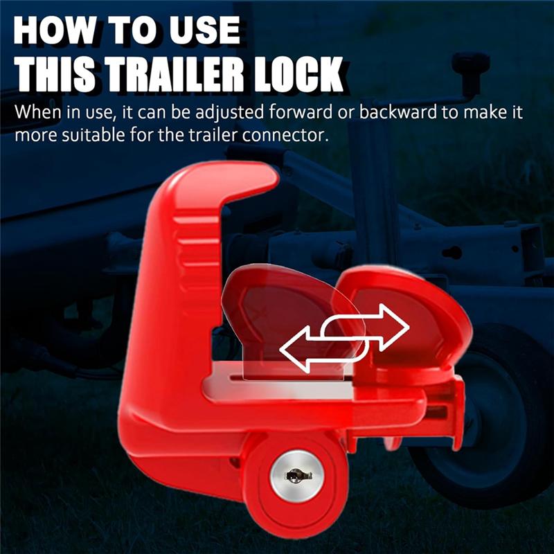 Trailer Hitch Locks With Keys Universal Size Fits 1-7/8 2-5/16 2 Inch Ball Hitch Lock Coupler Adjustable Tongue Lock-A99D