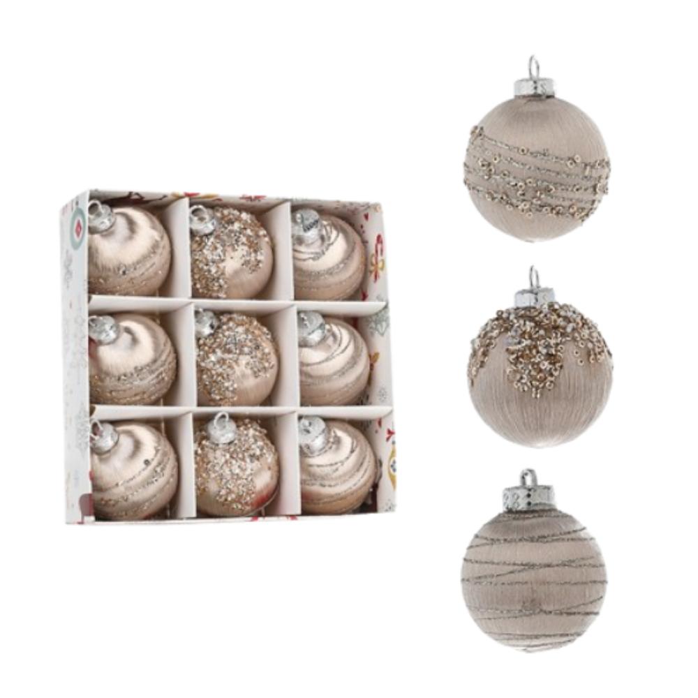 9pcs 6CM/8CM Christmas Hanging Balls White Champagne Xmas Tree Ornaments  Home New Year Decor