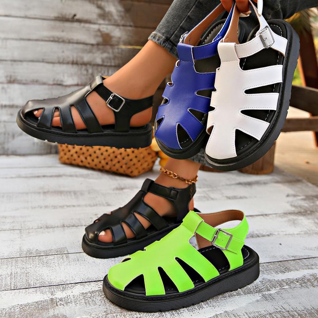 2026 Summer Plus Size Women's Buckle Thick Sole Comfortable Hollow Casual Sandals